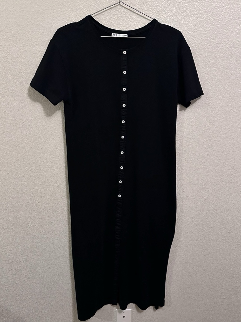Zara Black Button Front Midi Dress